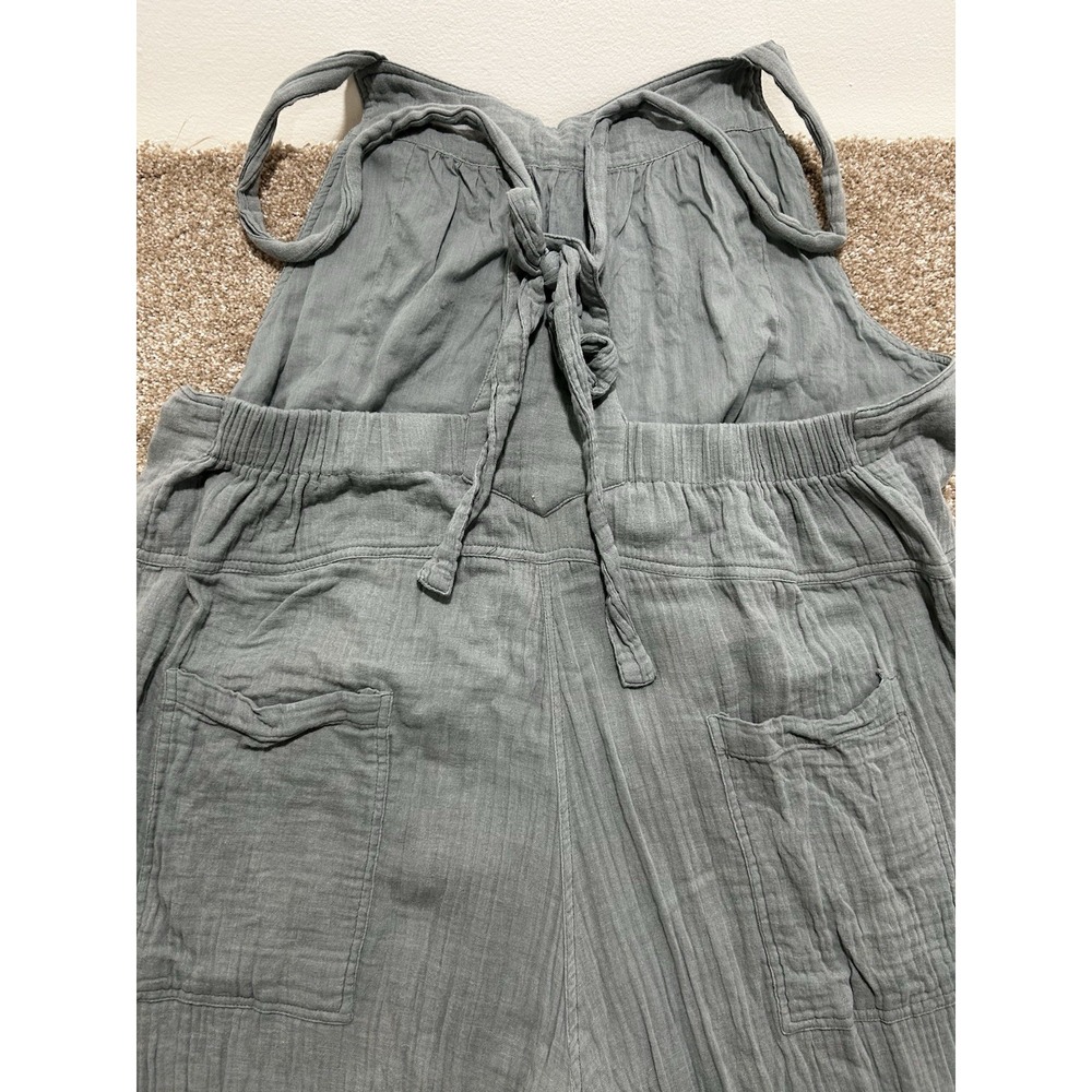 Natural Life Women's XL Dakota Tie Overall Gauze Grayish Blue Boho Wide Leg - Picture 8 of 10